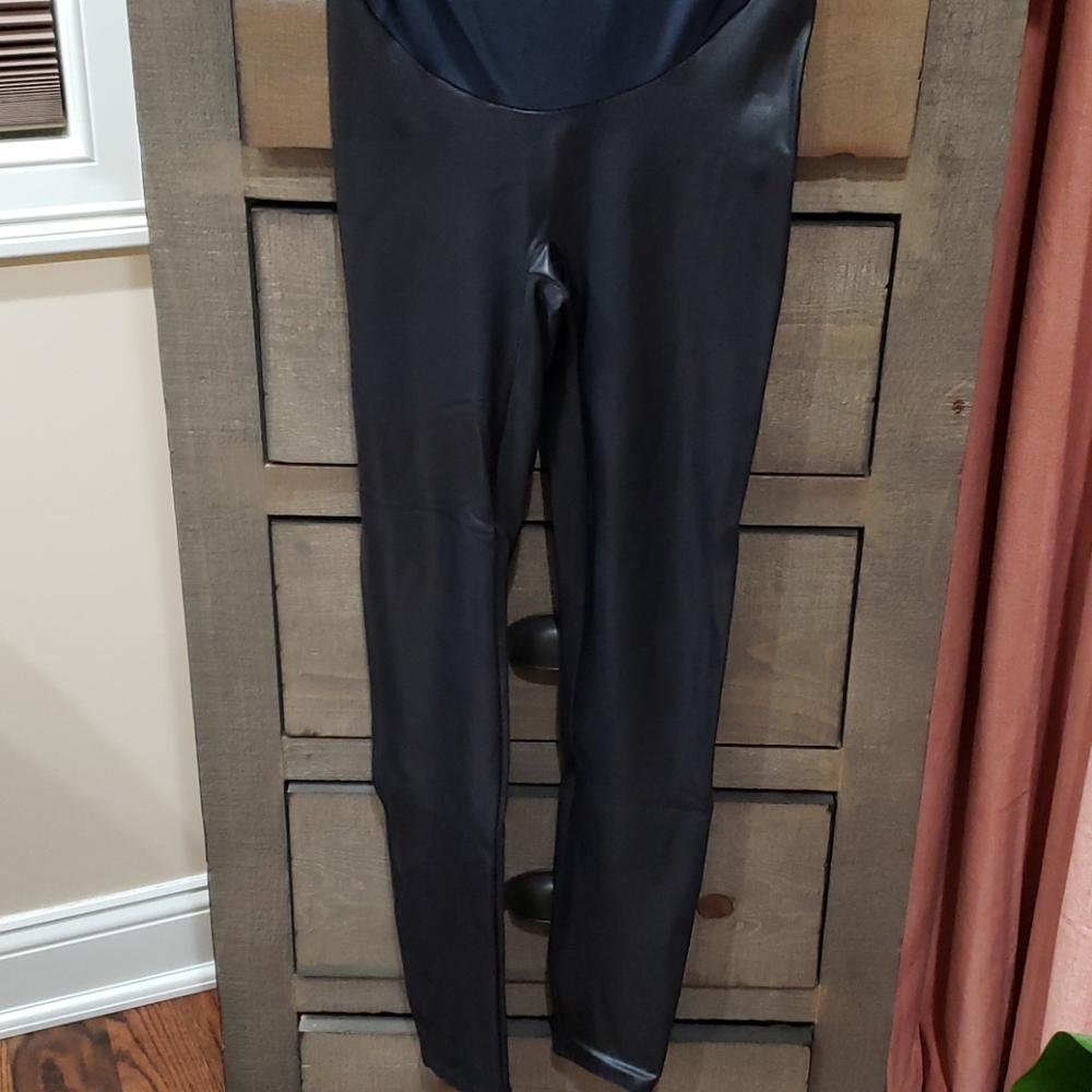 Used Spanx Mama Faux Leather Leggings Maternity